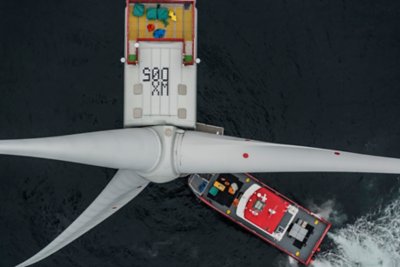 Aerial images of Walney Extension West Offshore Wind Farm. Completed in 2018 the wind farm, located in the Irish Sea 19km from the coast of Cumbria, UK features 40 MHI Vestas Offshore Wind V164-8.0 wind turbines. The turbines have been optimised to produce 8.25MW, making Walney Extension West the first wind farm in the world to exceed 8.0MW per turbine.