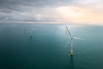 Aerial images of Norther Wind Farm. Completed in 2019 the wind farm, located 23km from the coast of  Belgium features 44 MHI Vestas Offshore Wind V164-8.4MW wind turbines.